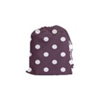 Polka Dots - White on Eggplant Violet Drawstring Pouch (S)