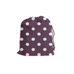 Polka Dots - White on Eggplant Violet Drawstring Pouch (M)