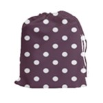 Polka Dots - White on Eggplant Violet Drawstring Pouch (XXl)