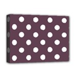 Polka Dots - White on Eggplant Violet Deluxe Canvas 16  x 12  (Stretched)