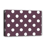 Polka Dots - White on Eggplant Violet Deluxe Canvas 18  x 12  (Stretched)