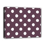 Polka Dots - White on Eggplant Violet Deluxe Canvas 20  x 16  (Stretched)