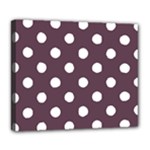 Polka Dots - White on Eggplant Violet Deluxe Canvas 24  x 20  (Stretched)