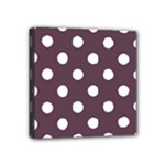 Polka Dots - White on Eggplant Violet Mini Canvas 4  x 4  (Stretched)