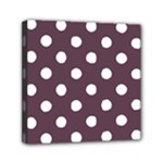 Polka Dots - White on Eggplant Violet Mini Canvas 6  x 6  (Stretched)