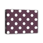 Polka Dots - White on Eggplant Violet Mini Canvas 7  x 5  (Stretched)