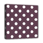 Polka Dots - White on Eggplant Violet Mini Canvas 8  x 8  (Stretched)