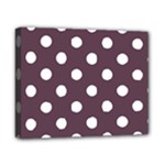 Polka Dots - White on Eggplant Violet Canvas 10  x 8  (Stretched)