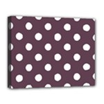 Polka Dots - White on Eggplant Violet Canvas 14  x 11  (Stretched)