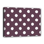 Polka Dots - White on Eggplant Violet Canvas 16  x 12  (Stretched)