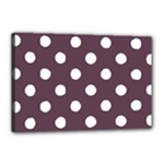 Polka Dots - White on Eggplant Violet Canvas 18  x 12  (Stretched)