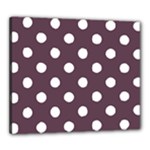 Polka Dots - White on Eggplant Violet Canvas 24  x 20  (Stretched)