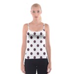 Polka Dots - Eggplant Violet on White Spaghetti Strap Top