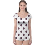 Polka Dots - Eggplant Violet on White Boyleg Leotard (Ladies)