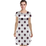 Polka Dots - Eggplant Violet on White Cap Sleeve Nightdress