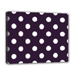 Polka Dots - White on Dark Purple Deluxe Canvas 20  x 16  (Stretched)