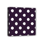 Polka Dots - White on Dark Purple Mini Canvas 4  x 4  (Stretched)