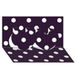 Polka Dots - White on Dark Purple Twin Hearts 3D Greeting Card (8x4)