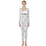 Polka Dots - Platinum Gray on White Long Sleeve Catsuit