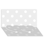 Polka Dots - White on Pale Gray Twin Heart Bottom 3D Greeting Card (8x4)