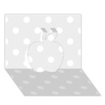 Polka Dots - White on Pale Gray Apple 3D Greeting Card (7x5)