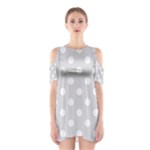 Polka Dots - White on Gainsboro Gray Women s Cutout Shoulder Dress