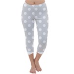 Polka Dots - White on Gainsboro Gray Capri Winter Leggings