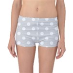 Polka Dots - White on Gainsboro Gray Reversible Boyleg Bikini Bottoms