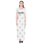 Polka Dots - Gainsboro Gray on White Short Sleeve Maxi Dress