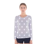 Polka Dots - White on Light Gray Women s Long Sleeve T-shirt