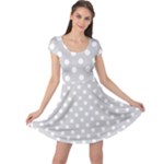 Polka Dots - White on Light Gray Cap Sleeve Dress