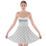 Polka Dots - White on Light Gray Strapless Bra Top Dress