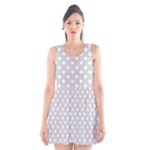 Polka Dots - White on Light Gray Scoop Neck Skater Dress