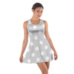 Polka Dots - White on Light Gray Cotton Racerback Dress