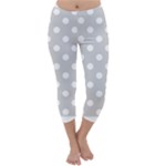 Polka Dots - White on Light Gray Capri Winter Leggings