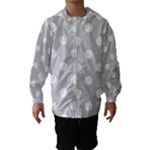 Polka Dots - White on Light Gray Hooded Wind Breaker (Kids)