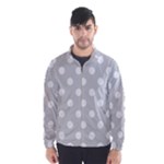 Polka Dots - White on Light Gray Wind Breaker (Men)