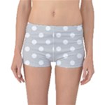 Polka Dots - White on Light Gray Boyleg Bikini Bottoms