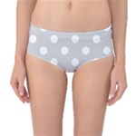 Polka Dots - White on Light Gray Mid-Waist Bikini Bottoms