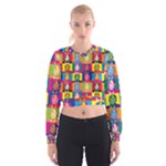 pop art donald trump  Women s Cropped Sweatshirt