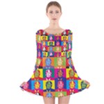 pop art donald trump  Long Sleeve Velvet Skater Dress