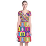 pop art donald trump  Short Sleeve Front Wrap Dress