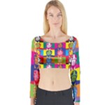 pop art donald trump  Long Sleeve Crop Top (Tight Fit)