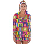 pop art donald trump  Women s Long Sleeve Hooded T-shirt