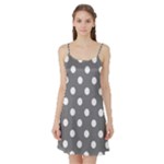 Polka Dots - White on Gray Satin Night Slip