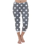 Polka Dots - White on Gray Capri Winter Leggings