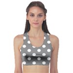 Polka Dots - White on Gray Women s Sports Bra