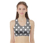 Polka Dots - White on Gray Women s Sports Bra with Border