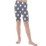 Polka Dots - White on Gray Kid s Mid Length Swim Shorts