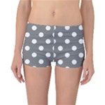 Polka Dots - White on Gray Reversible Boyleg Bikini Bottoms